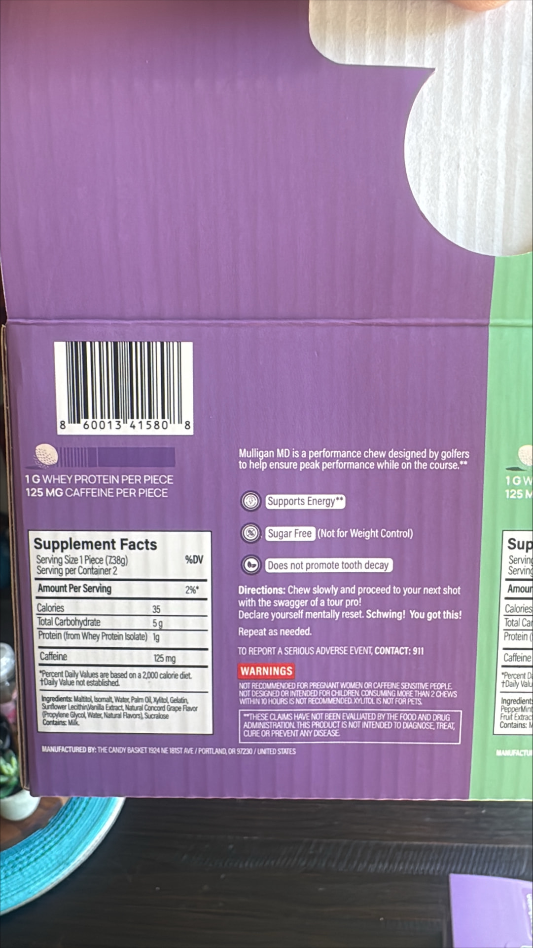 Supplement facts and ingredients panel for Mulligan MD Transfusion