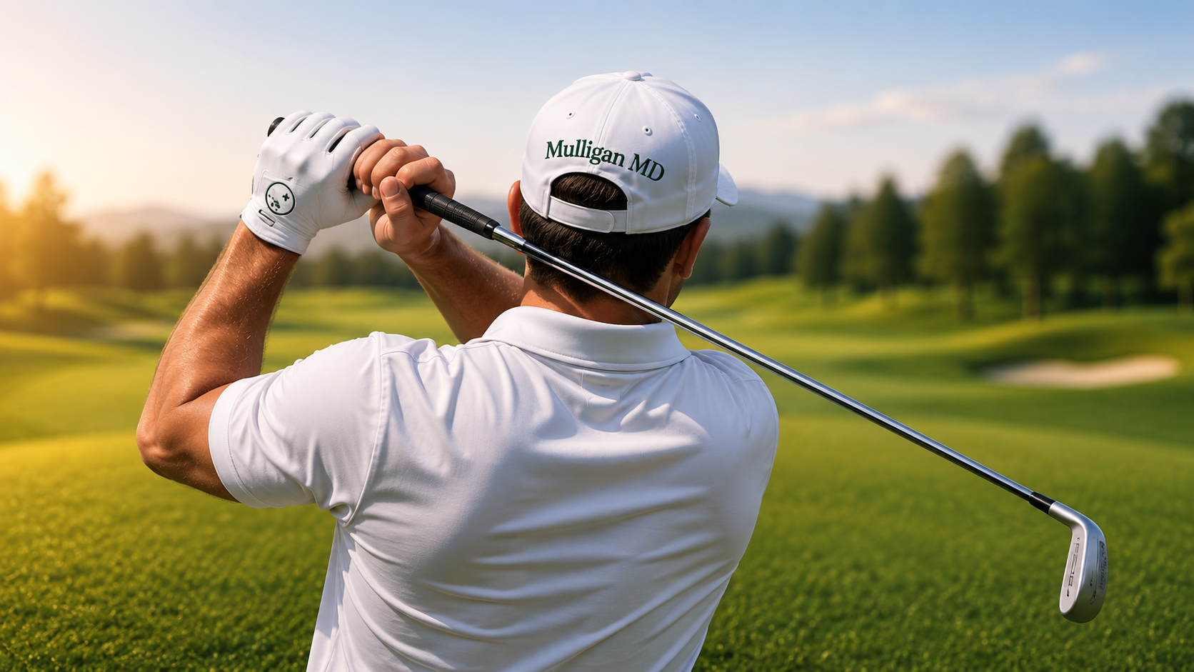 Golfer finishing his swing